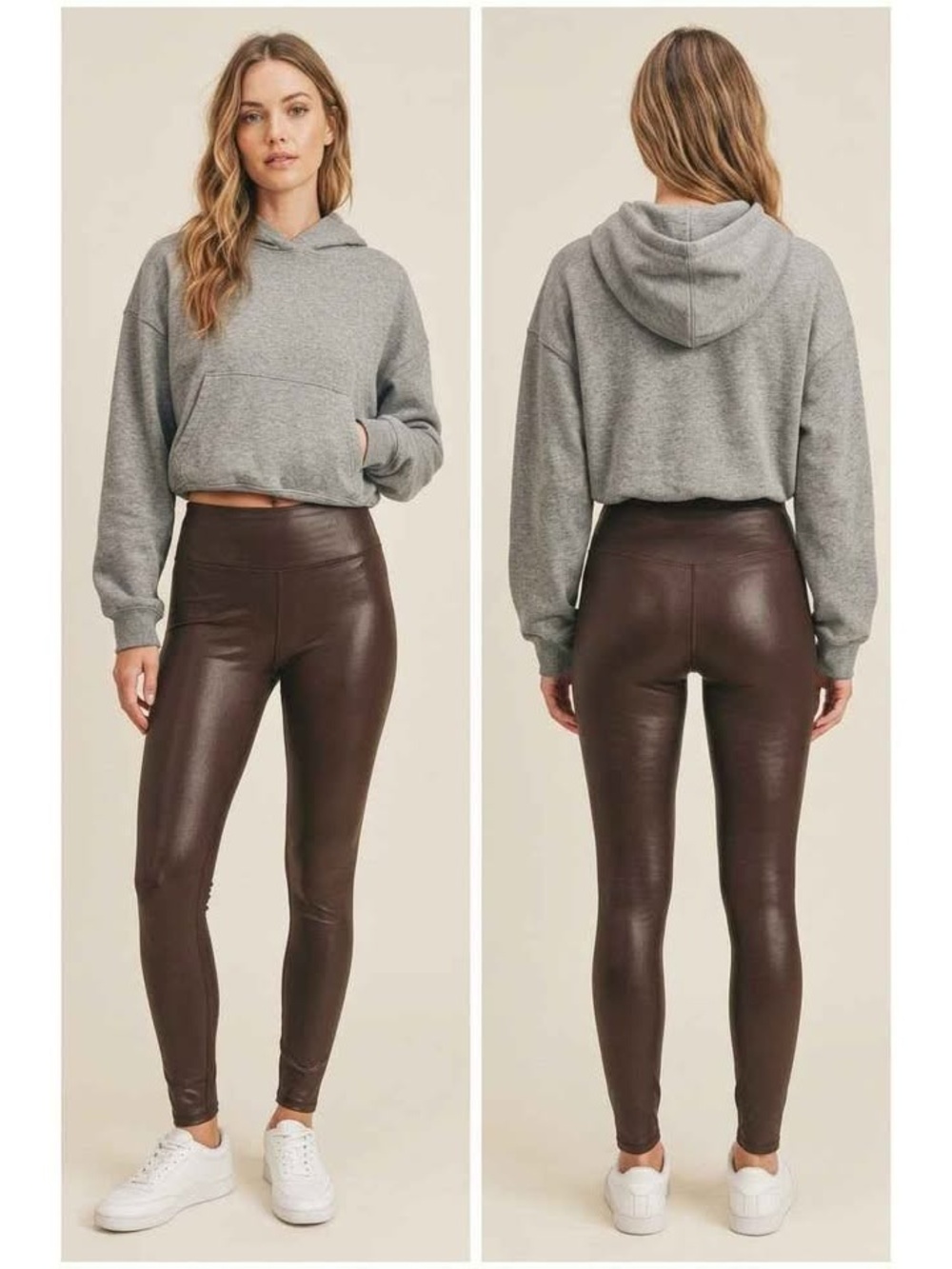 OFFLINE by Aerie Brown Vegan Leather High-Rise Athleisure Leggings, Size M NWOT